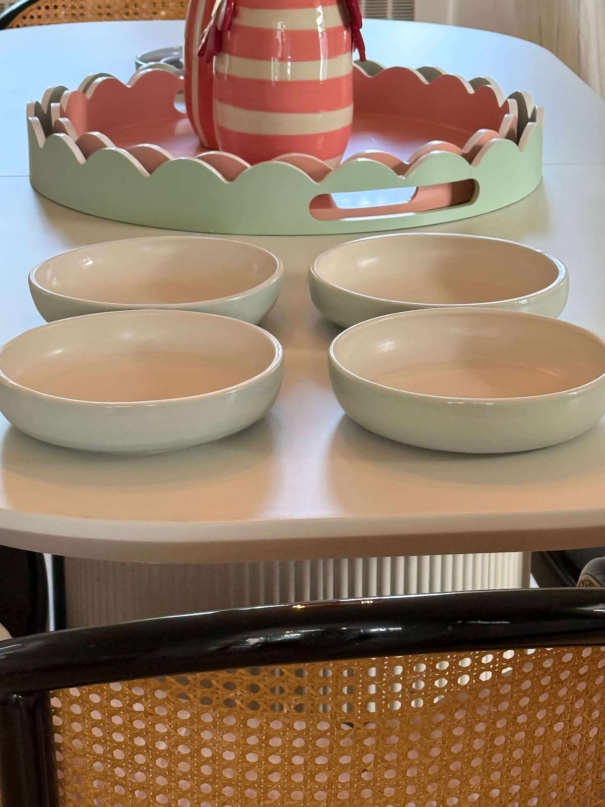 Five green bowls